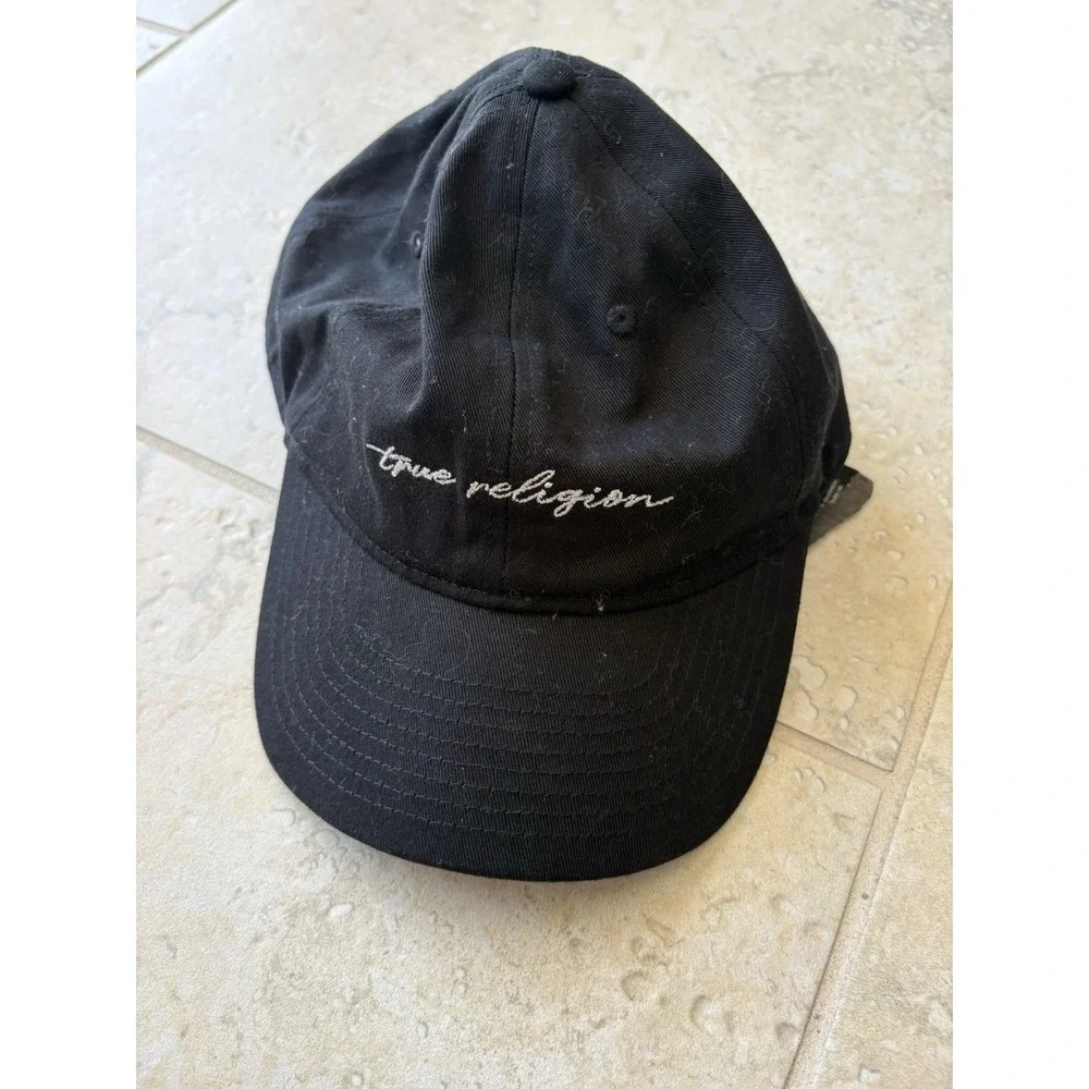 True Religion Baseball Hat Adult One Size Black Spellout Brand New With Tags